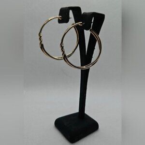 Double Hoop Twist Gold Tone Hoop Earrings